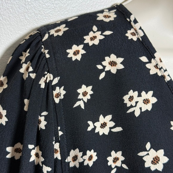 Free Assembly Womens Midi Dress S Black Tan Floral Babydoll Fairy Cottage 90s - Picture 9 of 9